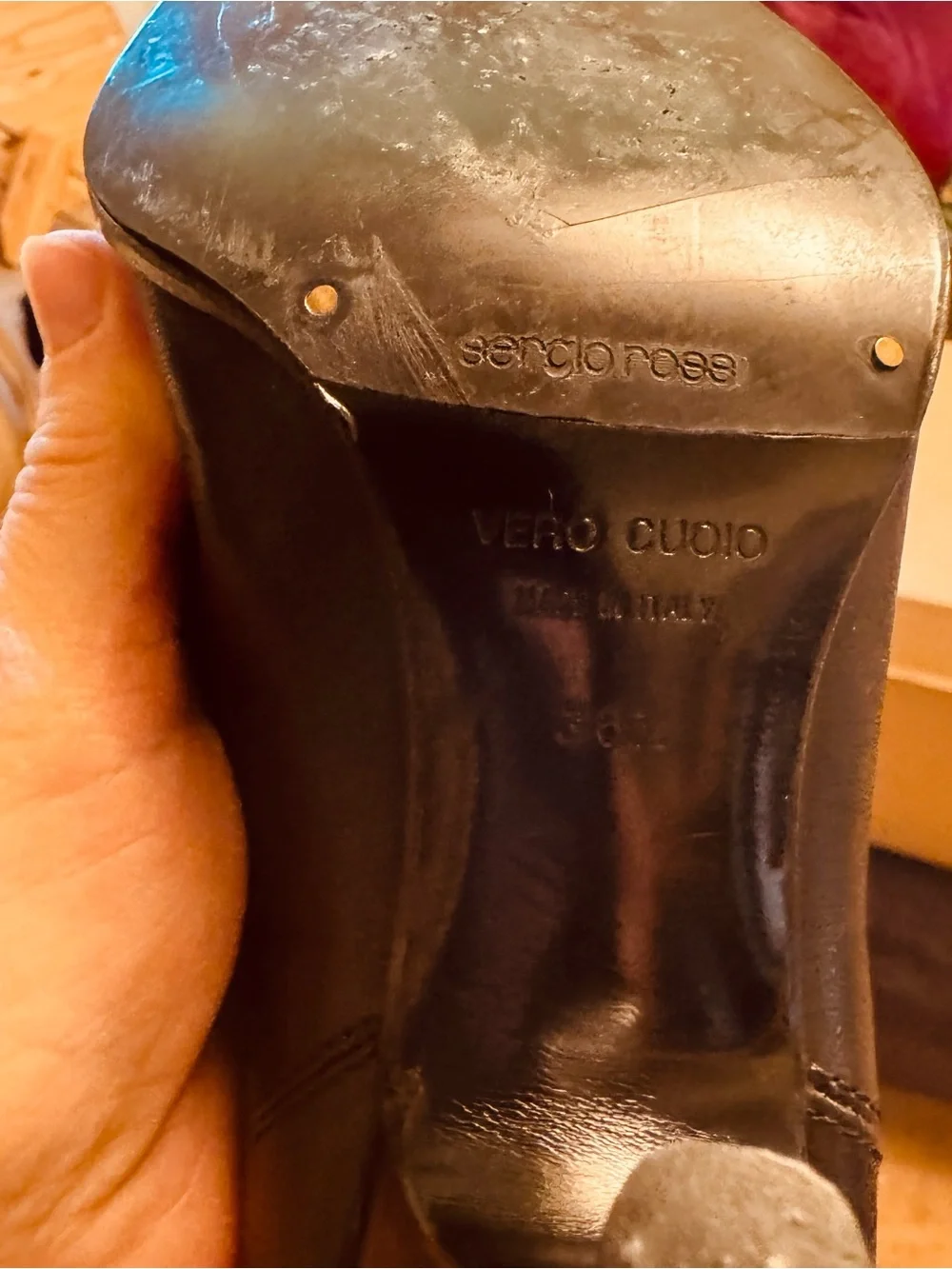 Sergio Rossi (Vero Cuoio)Black Calf Leather Over-the-Knee Stiletto Boots